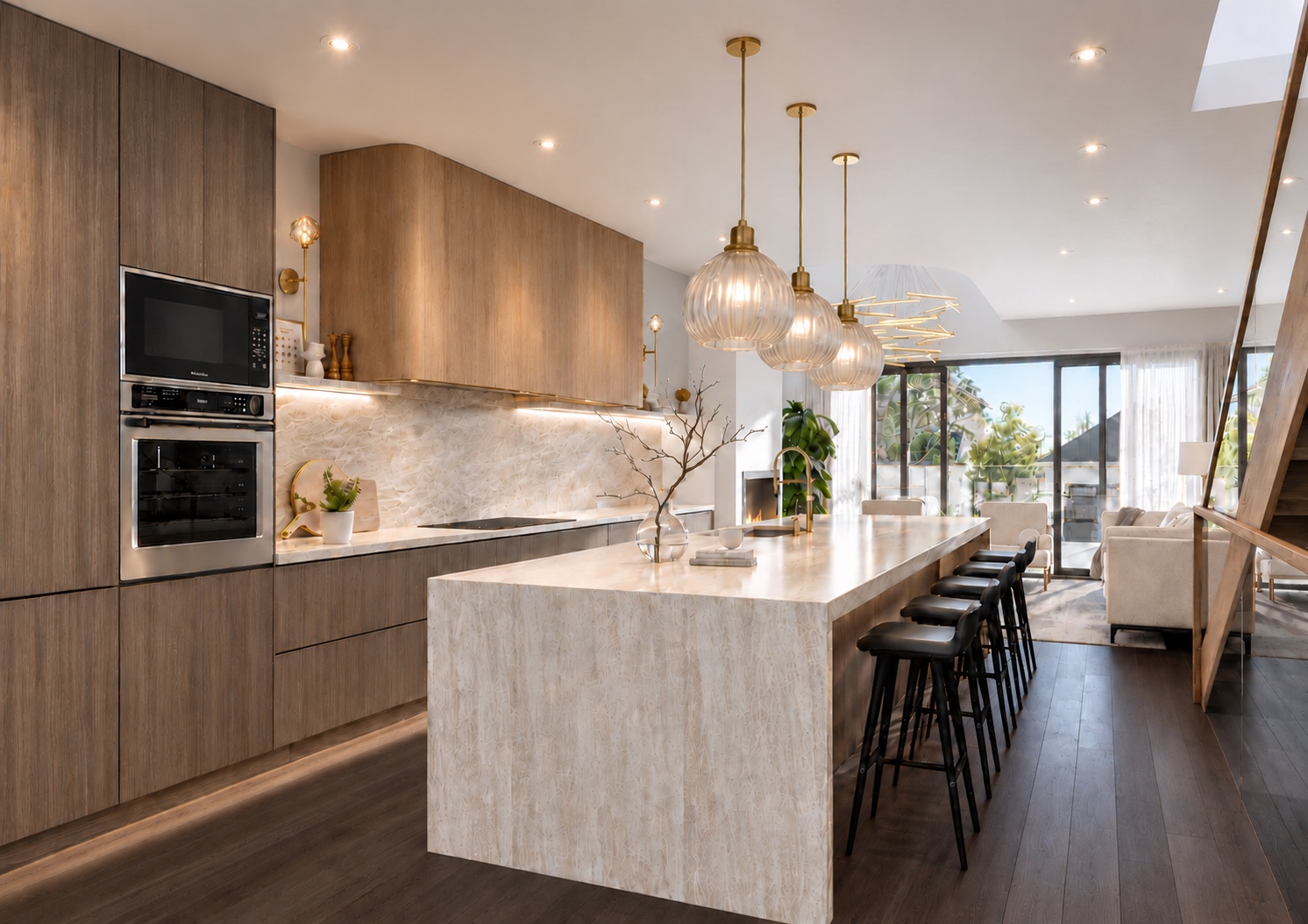 Conceptual rendering of the kitchen and living area